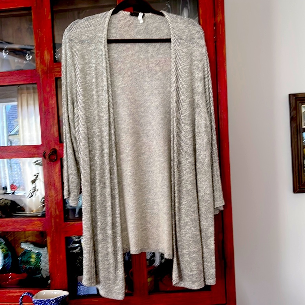 Long sleeve silver and grey lightweight cardigan. Size 3x